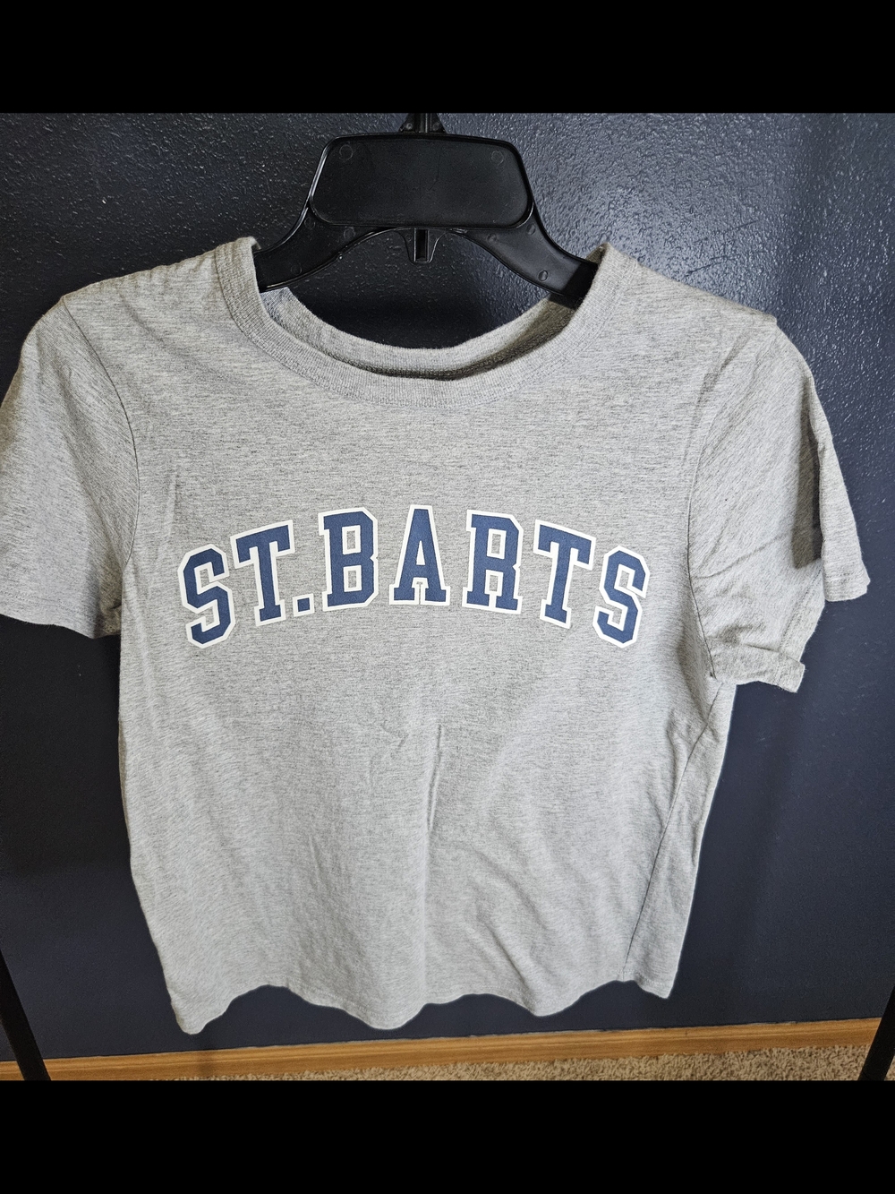 Zoe & Liv St. Barts Women's Gray Tee with Blue Lettering